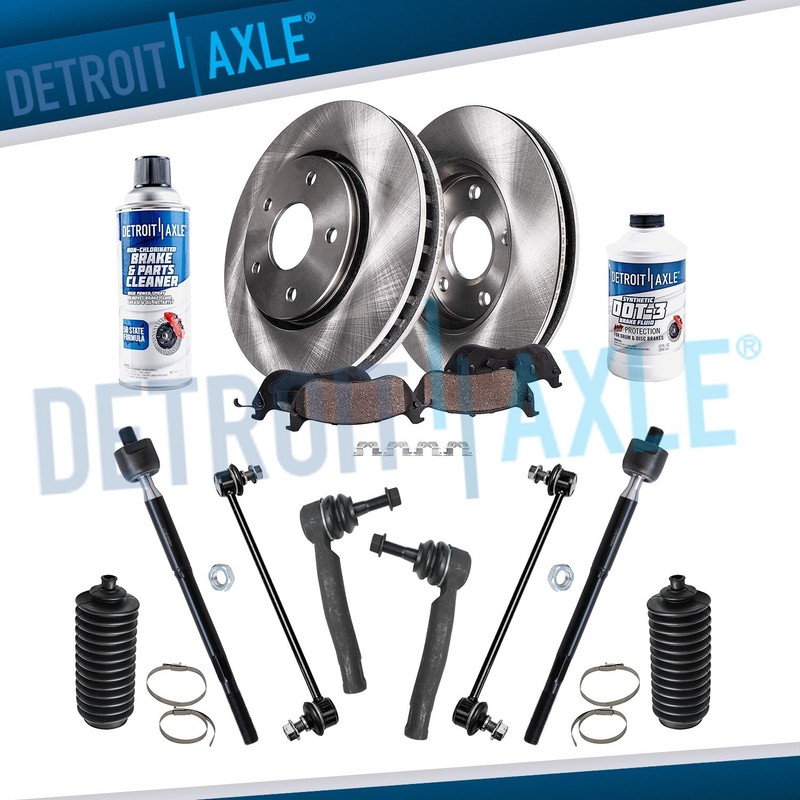 14PC Front Brake Rotor Ceramic Pad Sway Bars Tie Rods for 2004-2009 Toyota Prius