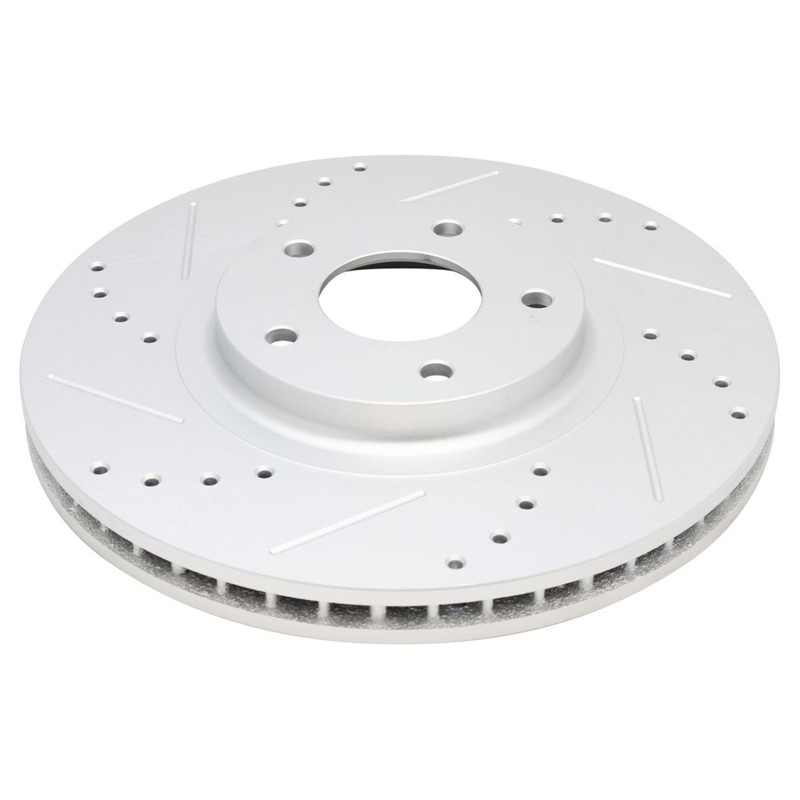 TRQ Brake Rotor Performance Drilled Slotted G-Coated Front Pair for Nissan gallery