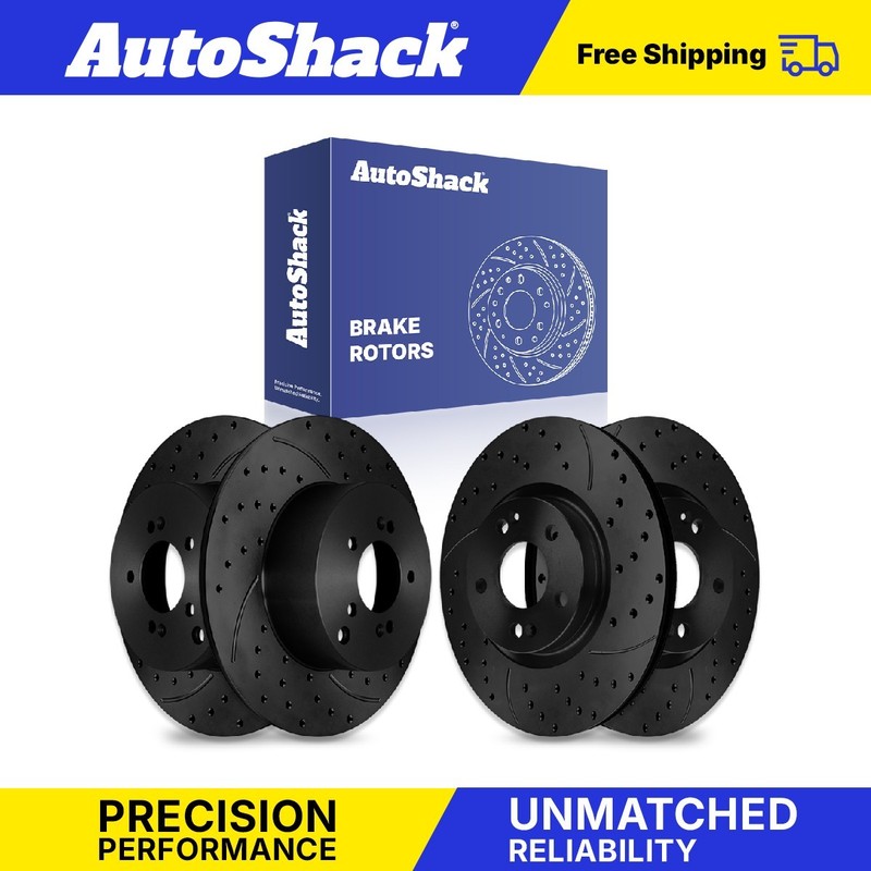 Front Rear Drilled Slotted Brake Rotors Set for Kia, Sportage 2005-2010
