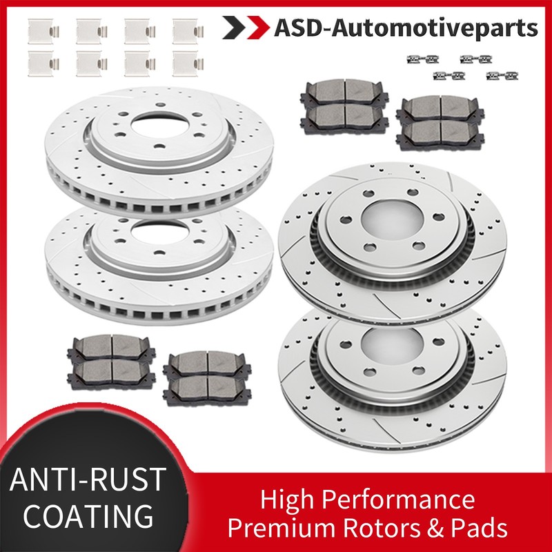For 2015-17 Ford F-150 Electronic Parking Front Rear Slotted Rotors Brakes Pads