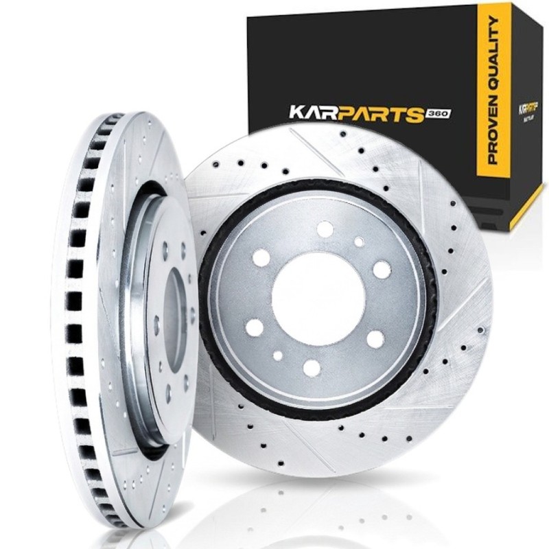 For Infiniti QX80 2014-2025 Brake Rotors Front | Cast Iron | Drilled And Slotted