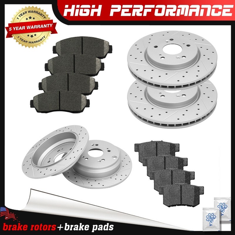 AWD Front & Rear Drilled Rotors + Ceramic Brake Pads for 2012 – 2016 Honda CR-V