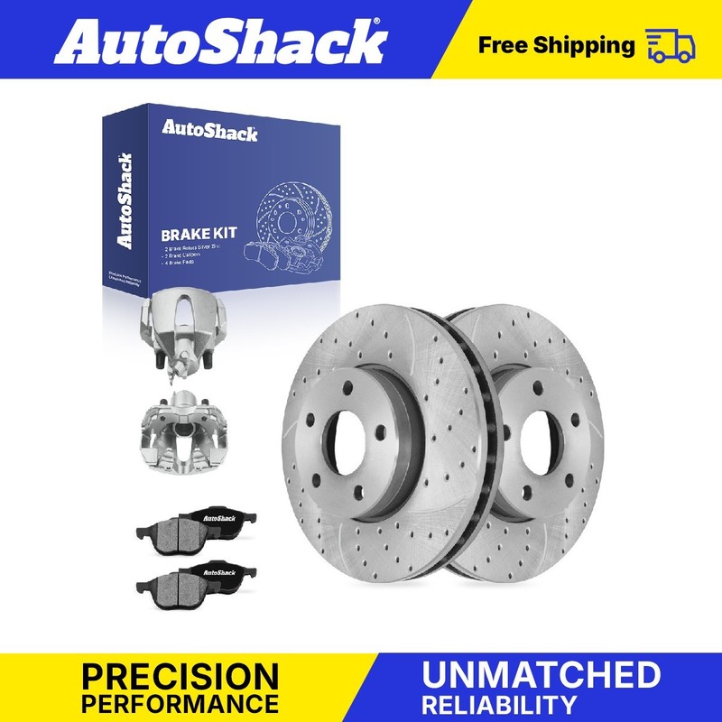 Front Drilled Slotted Brake Rotors Pads Calipers for Ford, Focus 2012-2018