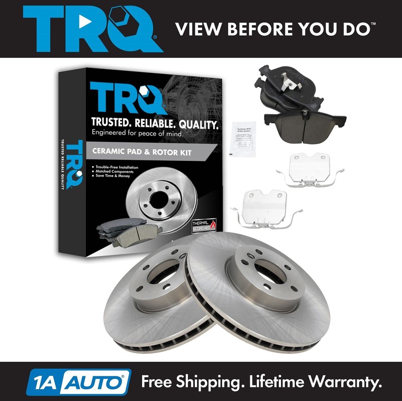 TRQ Front Premium Posi Ceramic Brake Pads & Rotor Kit for BMW X5 X6 Truck SUV