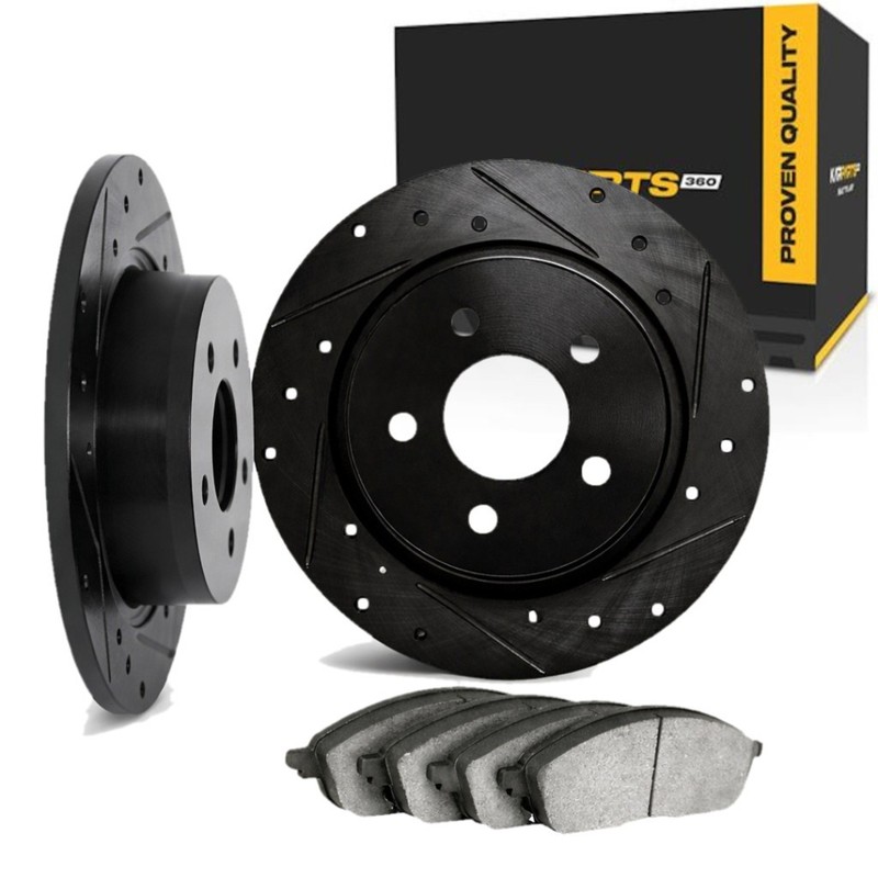 For BMW 318ti 1995-1999 Brake Rotor Set | Black | Vented | Drilled And Slotted