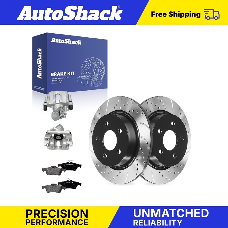 Rear Drilled Slotted Brake Rotor Premium Pad Caliper for 2013-2018 Ford C-Max