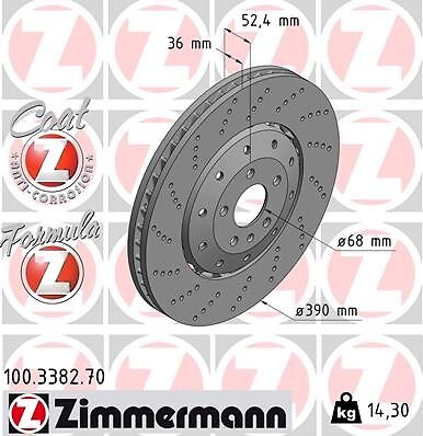 Zimmermann Front Disc Brake Rotor for 14-18 Audi RS7 (100.3382.70)