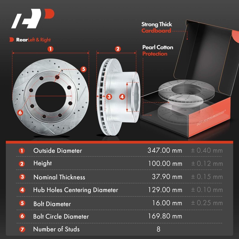A-Premium Front & Rear Drilled Rotors & Ceramic Brake Pads for Ford F-250 05-07 gallery