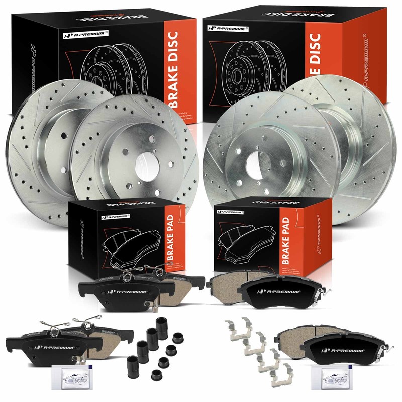 A-Premium Front & Rear Drilled Brake Rotors & Ceramic Pads for Subaru Legacy WRX