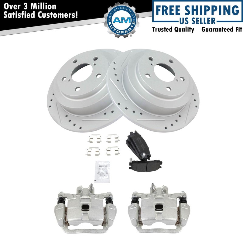 Rear Brake Calipers Ceramic Pads & Drilled Rotors Fits 1999 Subaru Impreza
