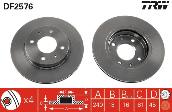 TRW DF2576 Brake Disc for Nissan