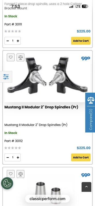 Mustang II 2” Drop Spindles gallery