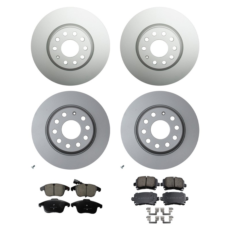 Hella Front Rear Rotor Akebono EURO Ceramic Brake Pad Kit for Tiguan Q3 L4 CCTA