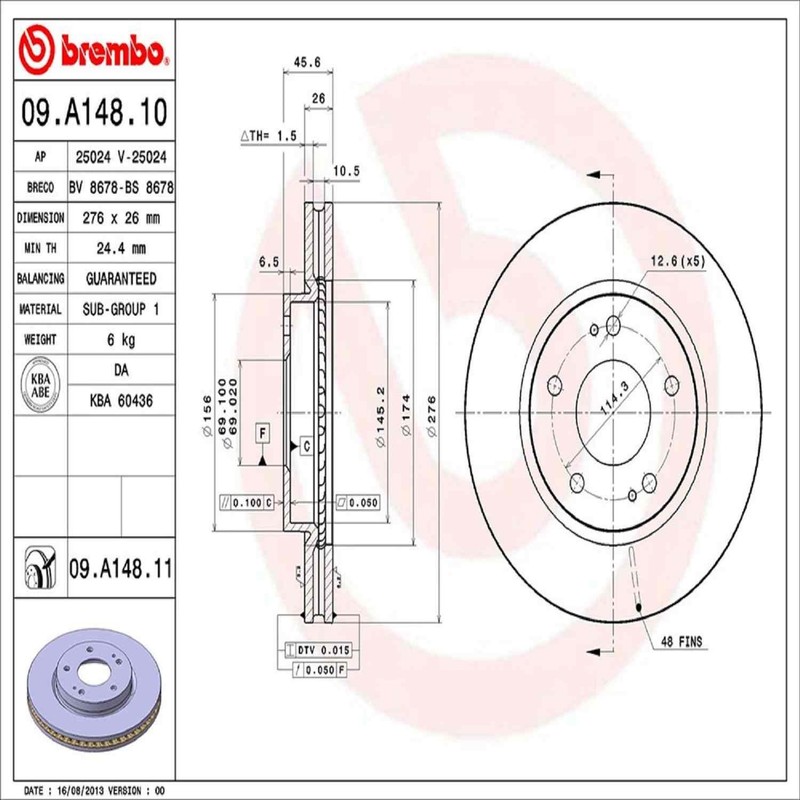 Front Rotor Fits 2000-2012 Mitsubishi Galant 09.A148.11 gallery