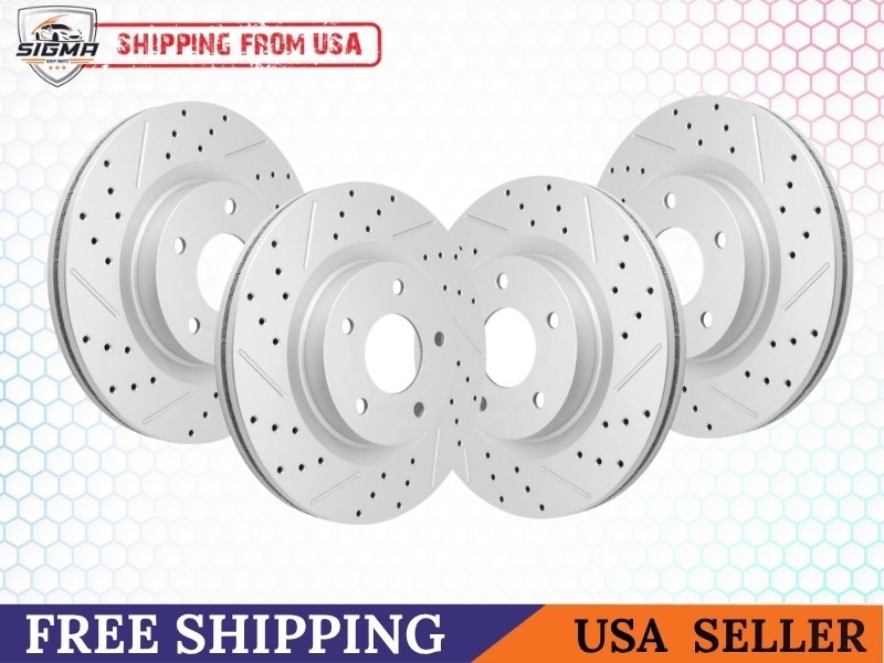 For Nissan Altima 2013-2023 Front & Rear Drilled Slotted Brake Rotors Set