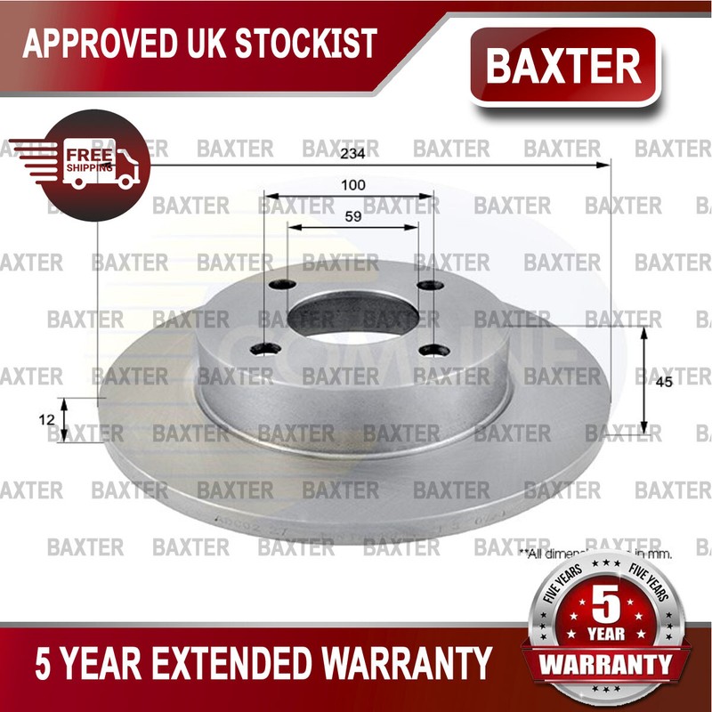 Fits Nissan Micra 1992-2003 1.0 1.3 1.4 1.5 D Baxter Front Brake Disc #1