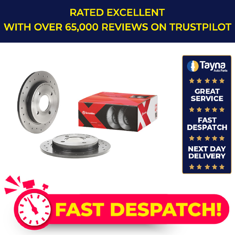 2x Brake Discs Pair fits FORD SIERRA Mk1 1.3 Rear 82 to 86 253mm Set Brembo New