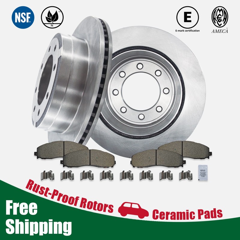 Rear Disc Brake Rotors Ceramic Brake Pads Kit for Ford F-250 F-350 Super Duty