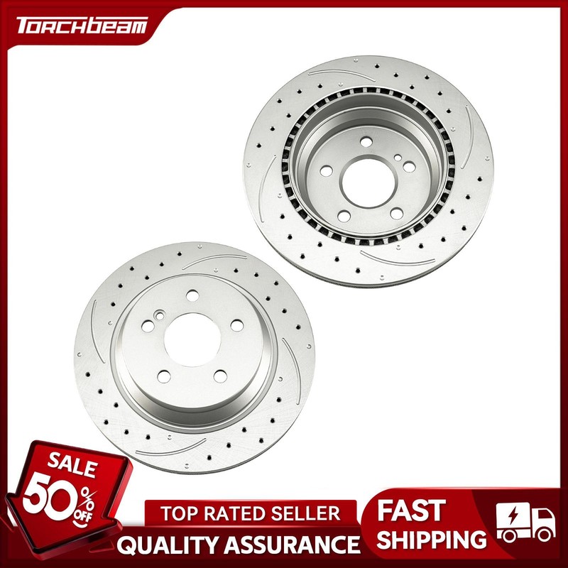2PC Rear Drilled Slotted Brake Rotors Fits 10-15 GLK350 10-12 E350 14 E350