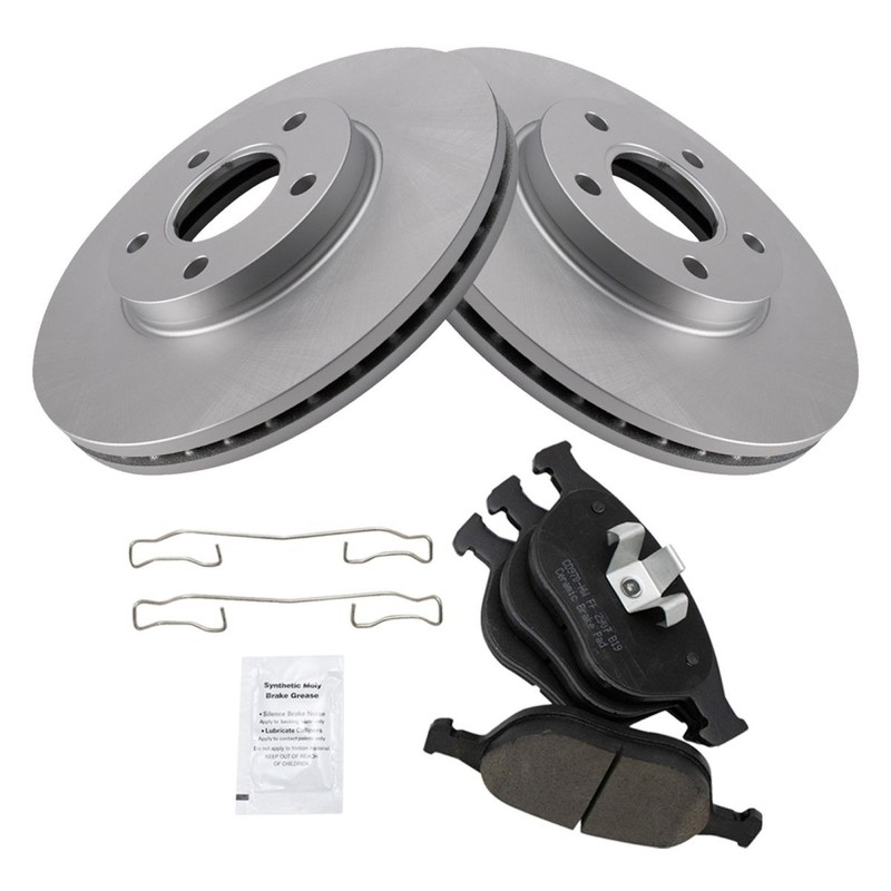 TRQ Front Ceramic Brake Pad & Coated Rotor Kit for 10-13 Ford Transit Connect gallery