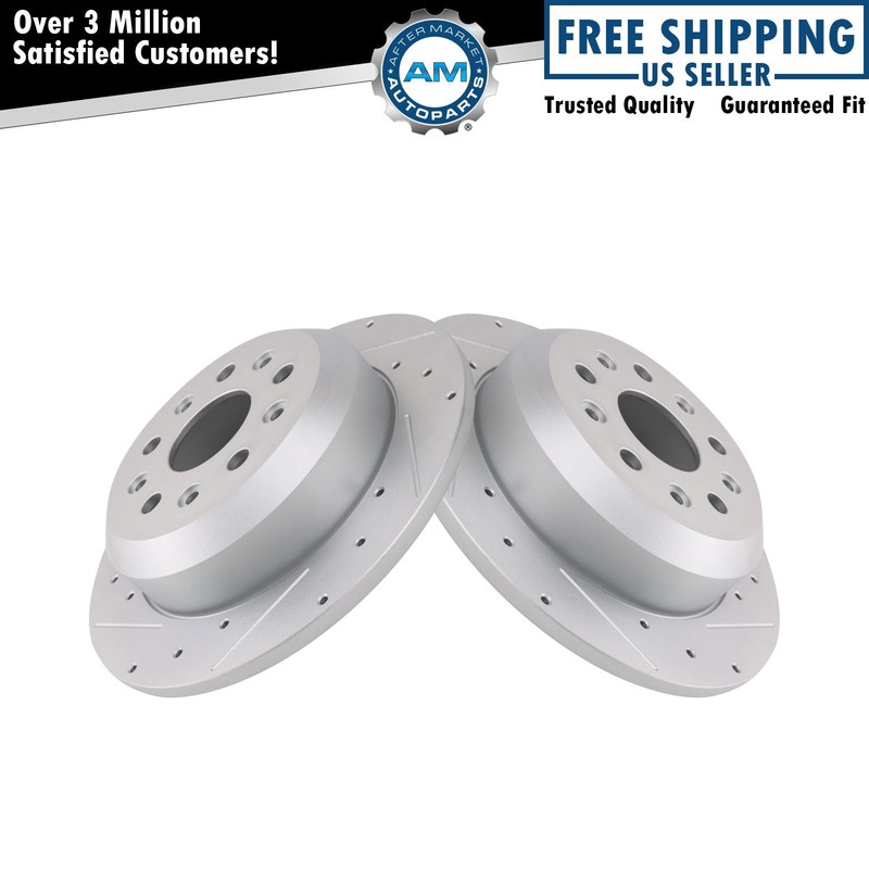 Brake Rotors Set Premium G-Coated Slotted X Drilled Fits 2018-2024 Jeep Wrangler