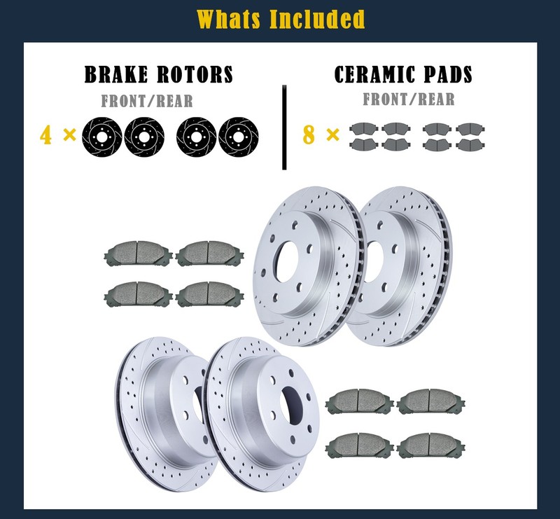 Front Rear Brake Rotors Pads Kits for Chevrolet Silverado 1500 GMC Yukon Drilled gallery