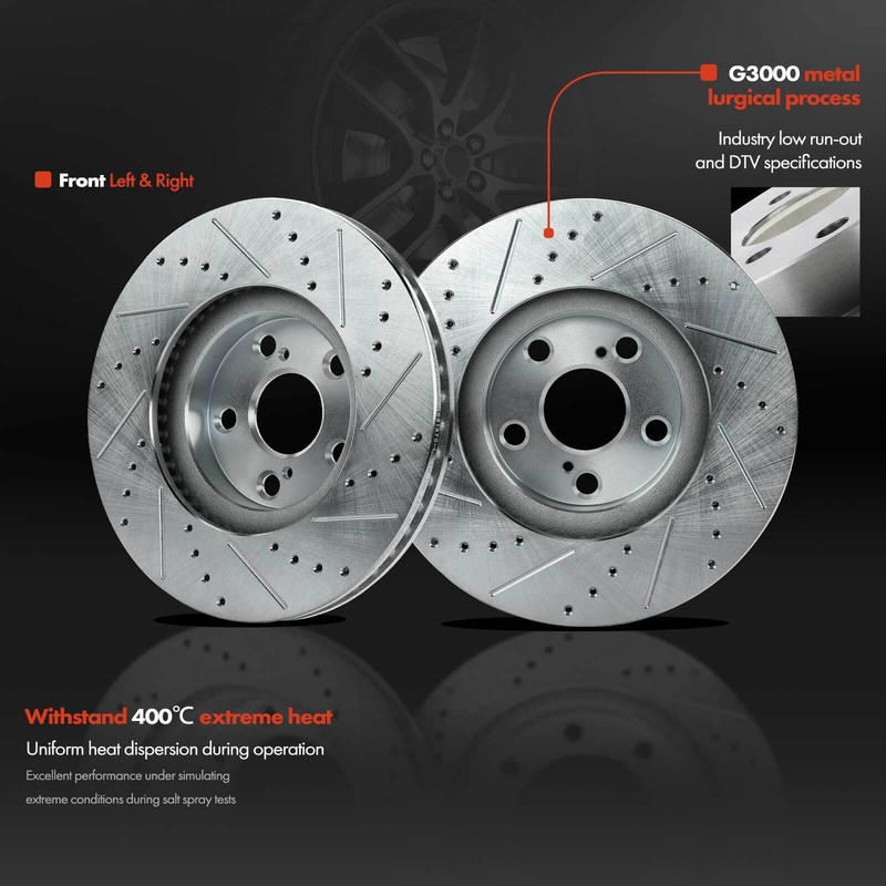 Drilled Rotor & Ceramic Brake Pads for Toyota Corolla Matrix Pontiac Vibe Front gallery