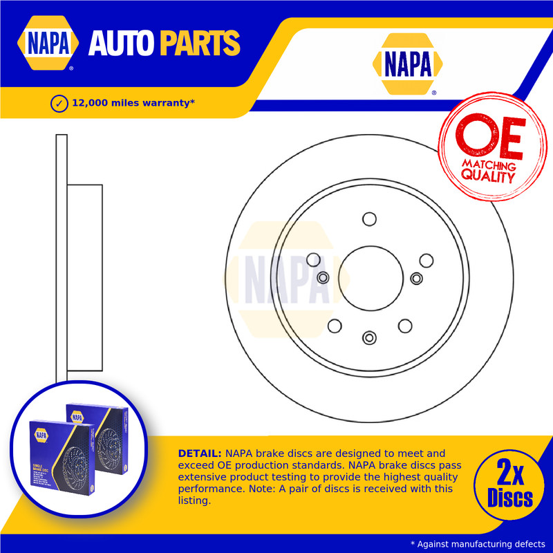 2x Brake Discs Pair Solid fits SUZUKI SX4 2.0D Rear 2009 on D20AA 278mm Set NAPA
