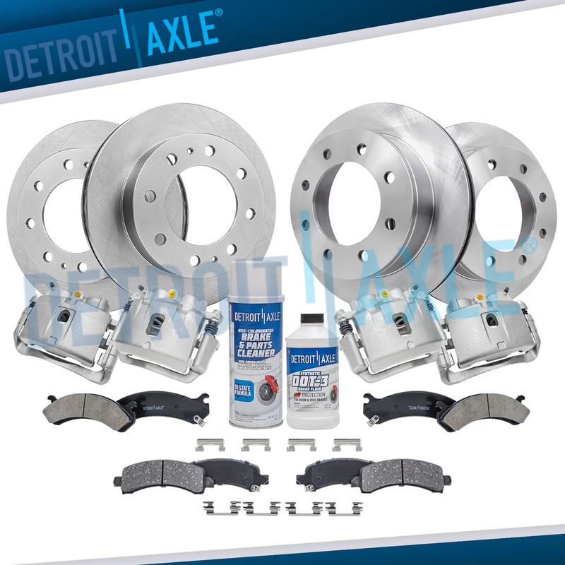 Front Rear Disc Rotors Calipers Ceramic Brake Pads for Express Savana 2500/ 3500