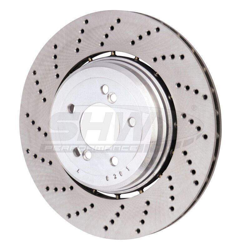 SHW Fits 06-10 BMW M5 5.0L Left Rear Cross-Drilled Lightweight Brake Rotor gallery