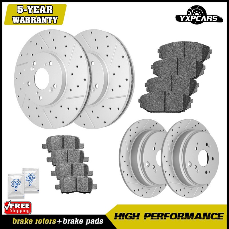 Front & Rear Disc Rotors +Ceramic Brake Pads for 2002 2003 2004 Honda Odyssey