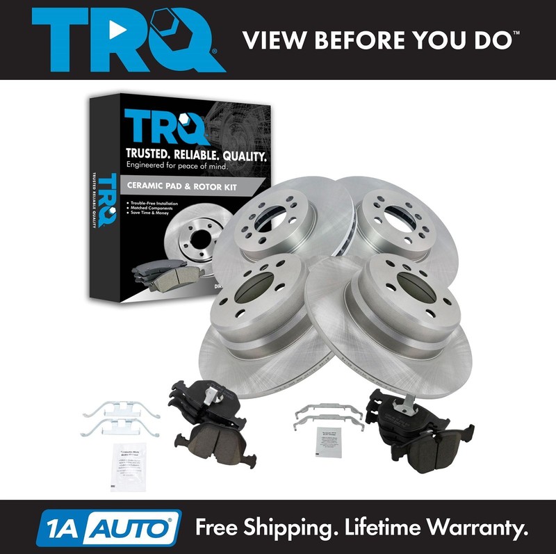 TRQ Front & Rear Premium Posi Ceramic Disc Brake Pad & Rotor Kit for X5 SUV