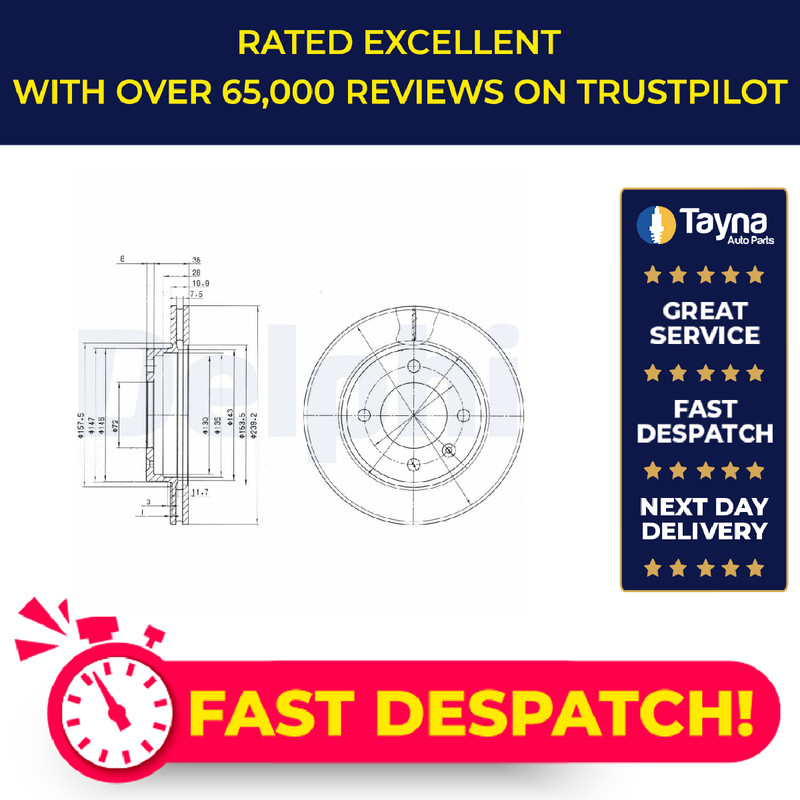 2x Brake Discs Pair Vented fits FORD FIESTA 1.6 Front 81 to 89 240mm Set Delphi