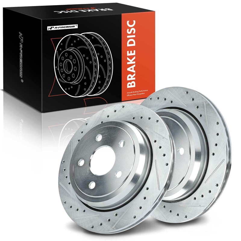 A-Premium Rear Drilled Brake Rotors for Jeep Grand Cherokee 11-23 Dodge 329.9 mm