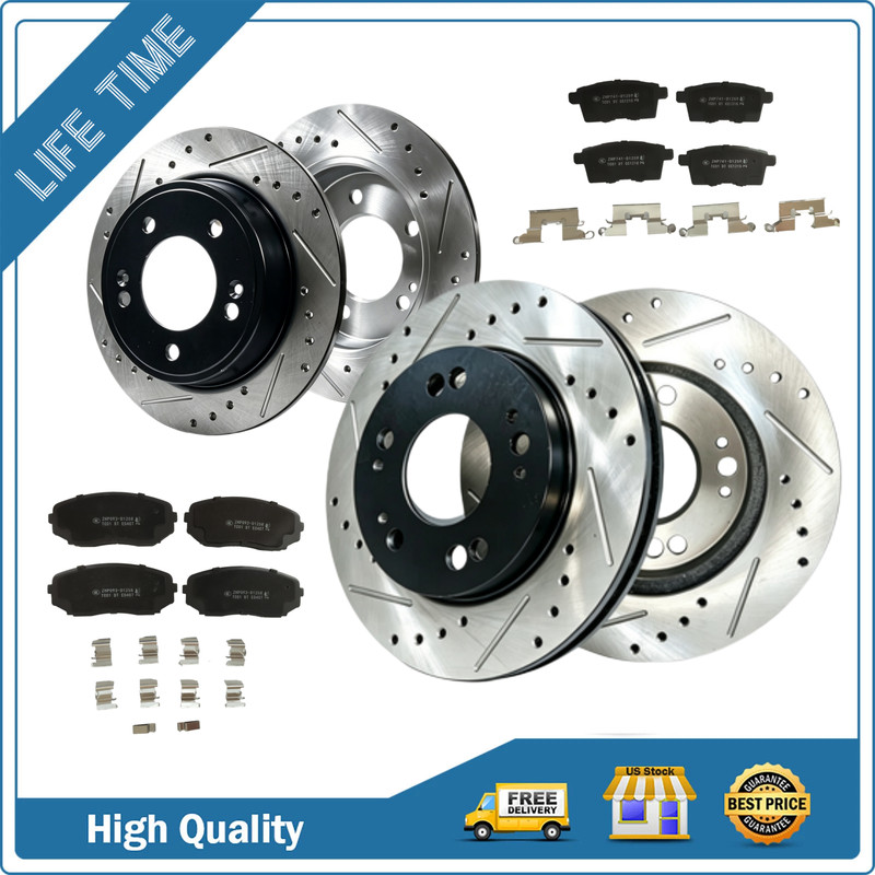 Front and Rear Drilled Brake Rotors Ceramic Pads for Mazda CX-9 2009 2008 2010