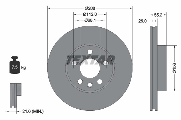 Textar 92074203 Brake Disc for Ford, Seat, VW