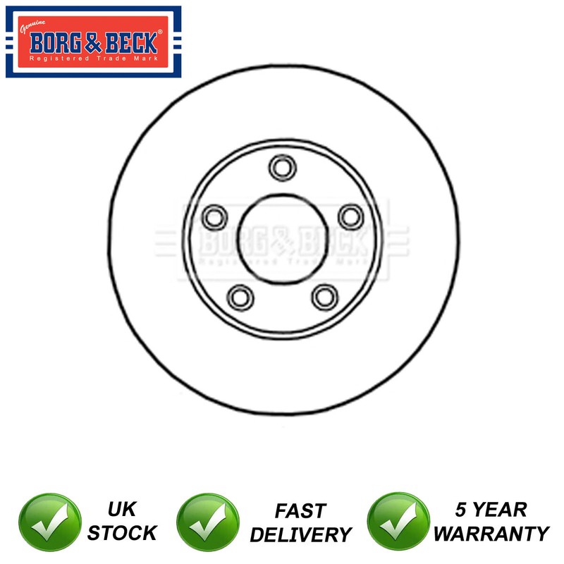 1x Brake Disc Front Borg & Beck Fits Mazda 3 5 1.3 1.6 D TD 1.8 2.0 C24Y3325XB