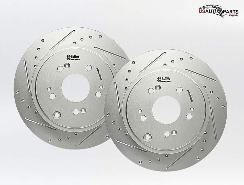 PAIR OF REAR BRAKE ROTOR SOLID & GEOMET COATED D & S 334 mm FOR HONDA 06-14 3.5L