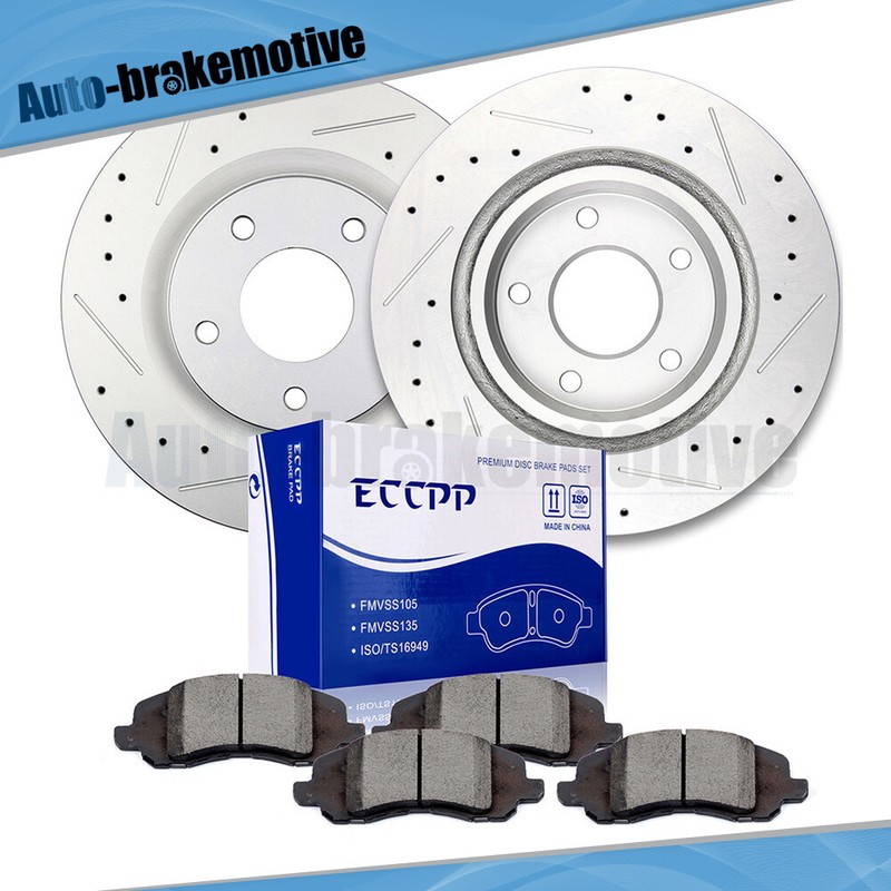 FRONT DRILL SLOT BRAKE ROTORS +CERAMIC PADS FOR OUTLANDER AVENGER LANCER SEBRING gallery