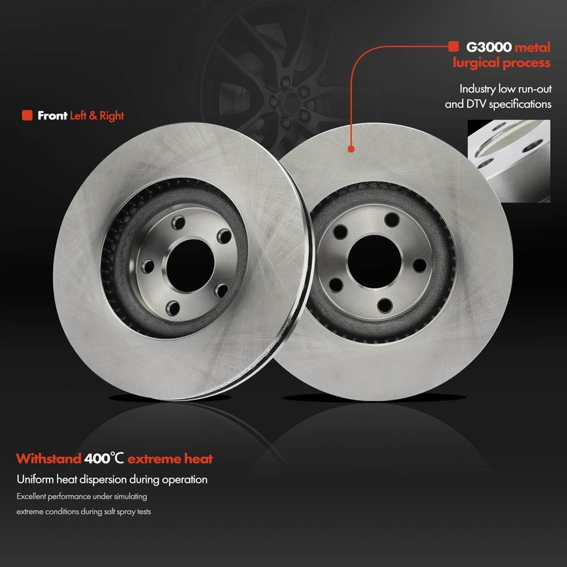 2Pc Disc Brake Rotors for Ford Edge 15-22 Lincoln Continental 17-20 Front Side gallery