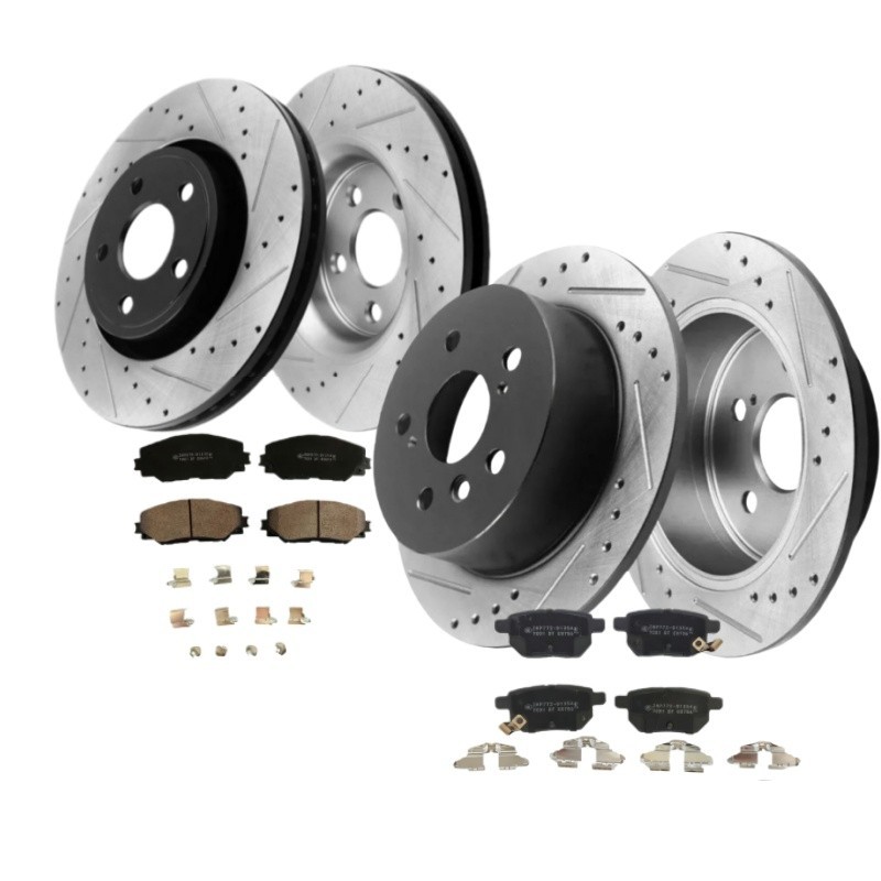 Front Rear Drilled Brake Rotors Ceramic Brake Pads For TOYOTA COROLLA 2009-2018