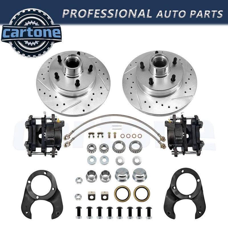 Front Disc Brake Kit 5 on 4-3/4 Metric Caliper for 1937 – 1948 Ford Spindle