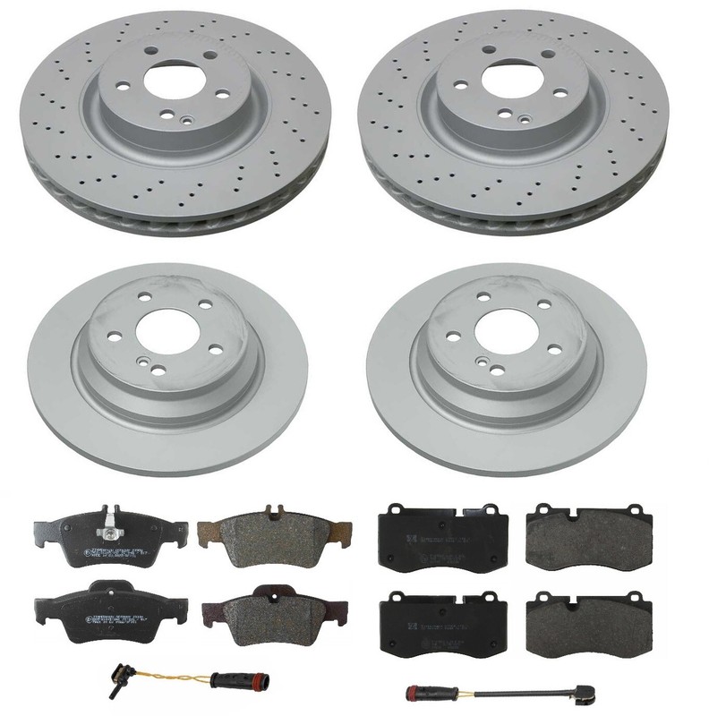 Zimmermann Front Rear Brake Kit Disc Rotors Pads Sensors For Mercedes C216 W221
