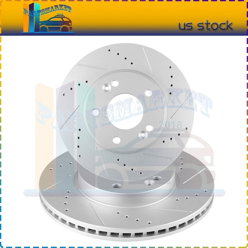 Front Drilled Slotted Brake Rotors Fit For HYUNDAI KONA 2018 2019 2020 2021