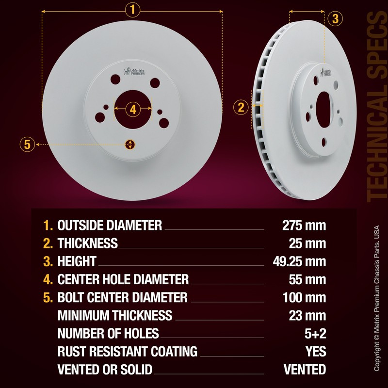2 PCS Front Brake Disc Rotor Set for Toyota Corolla Matrix Scion tC Pontiac Vibe gallery