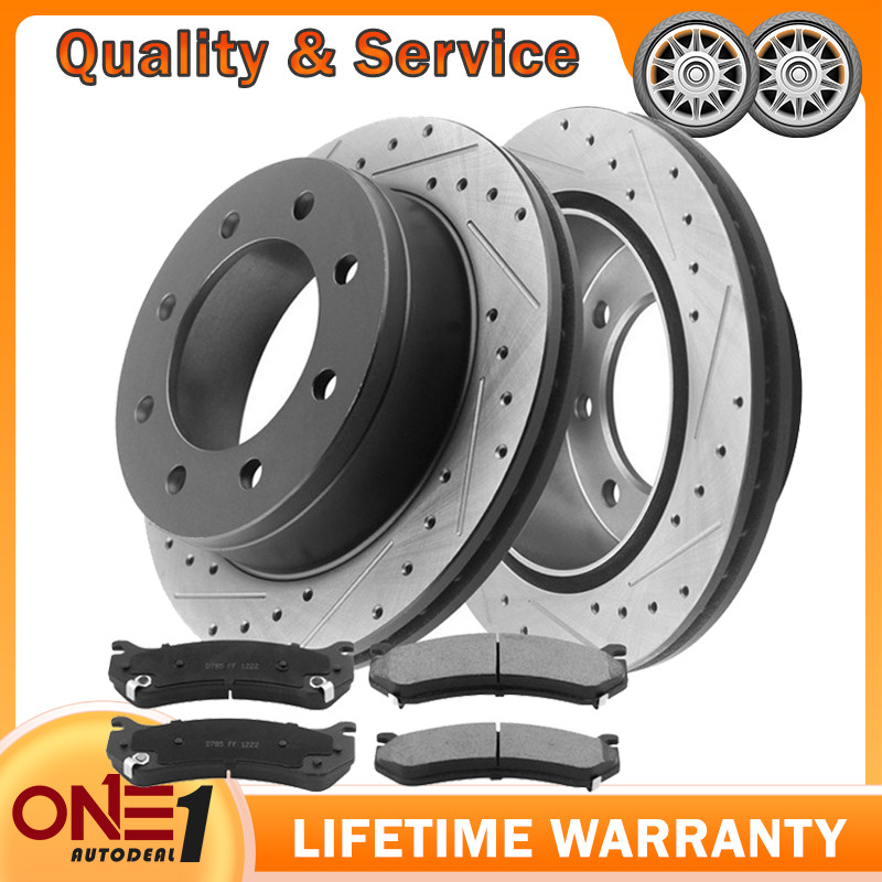 For Chevrolet Silverado 2500 HD 3500 HD Brake Rotors with Pads Rear 2001-2010