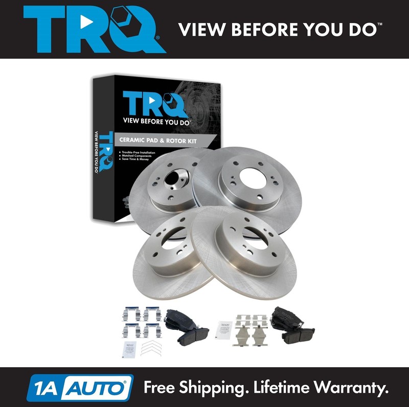 TRQ Brake Pad & Rotor Kit Ceramic Front & Rear for Infiniti Nissan Maxima