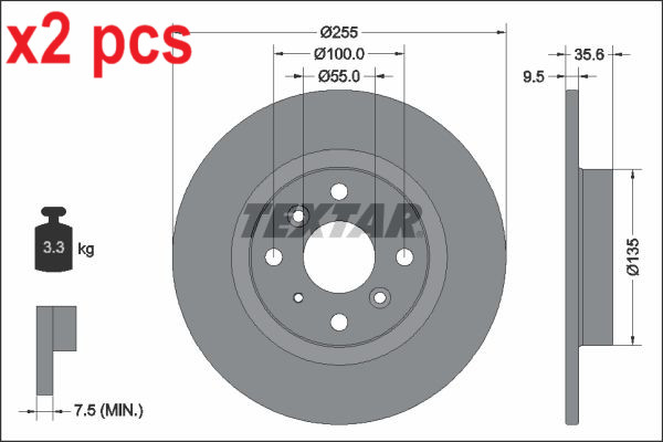 X2 PCS L&R SIDES BRAKE DISC 92338203