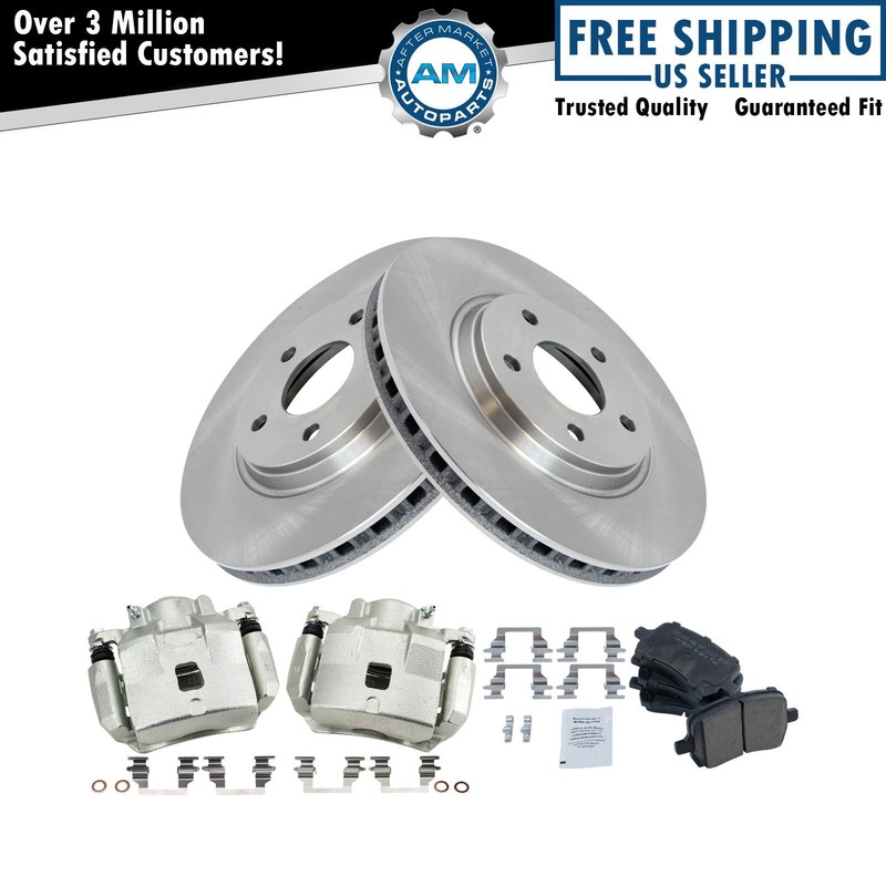 Front Brake Calipers Ceramic Pads Rotors for 05-07 Cobalt 08-10 HHR G5 Ion