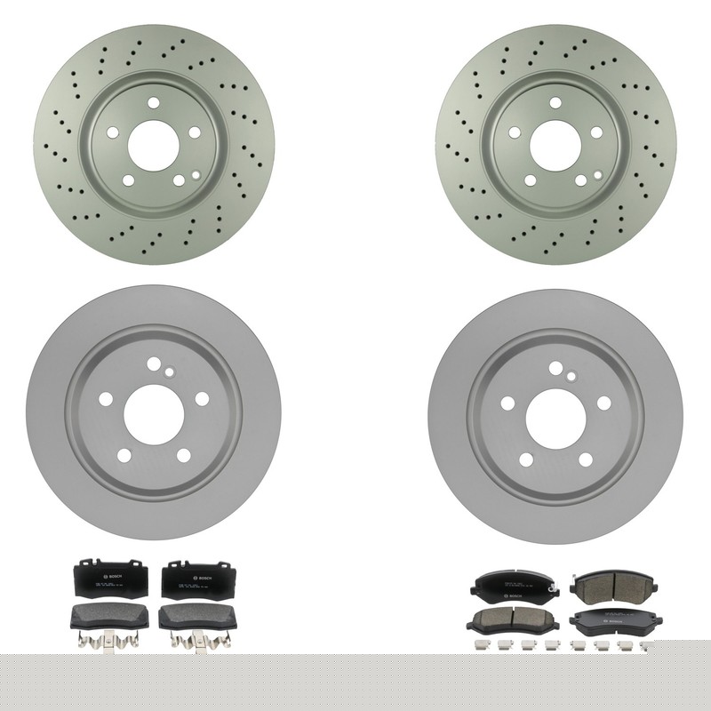 Bosch QuietCast Front Rear Rotors & Semi-Met Disc Brake Pad Kit for R230 SL550